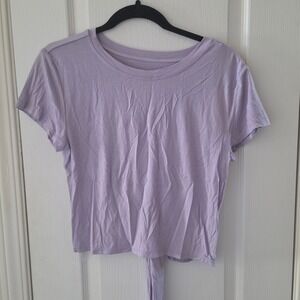 Blogilates Reversible Bow Back Tee Lavender Purple Workout Top XL NWT